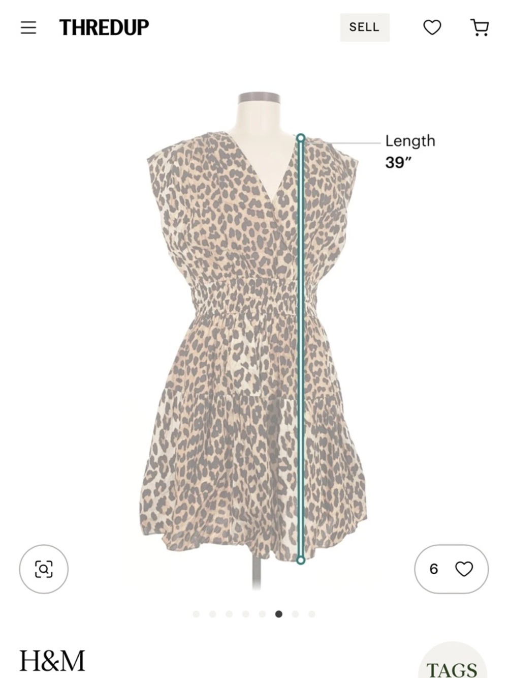 H&M Leopard Print V-Neck Smocked Waist Dress - Picture 5 of 6